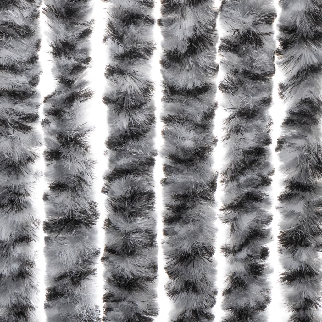 vidaXL Fliegenvorhang Grau, Schwarz und Weiß 56x185 cm Chenille