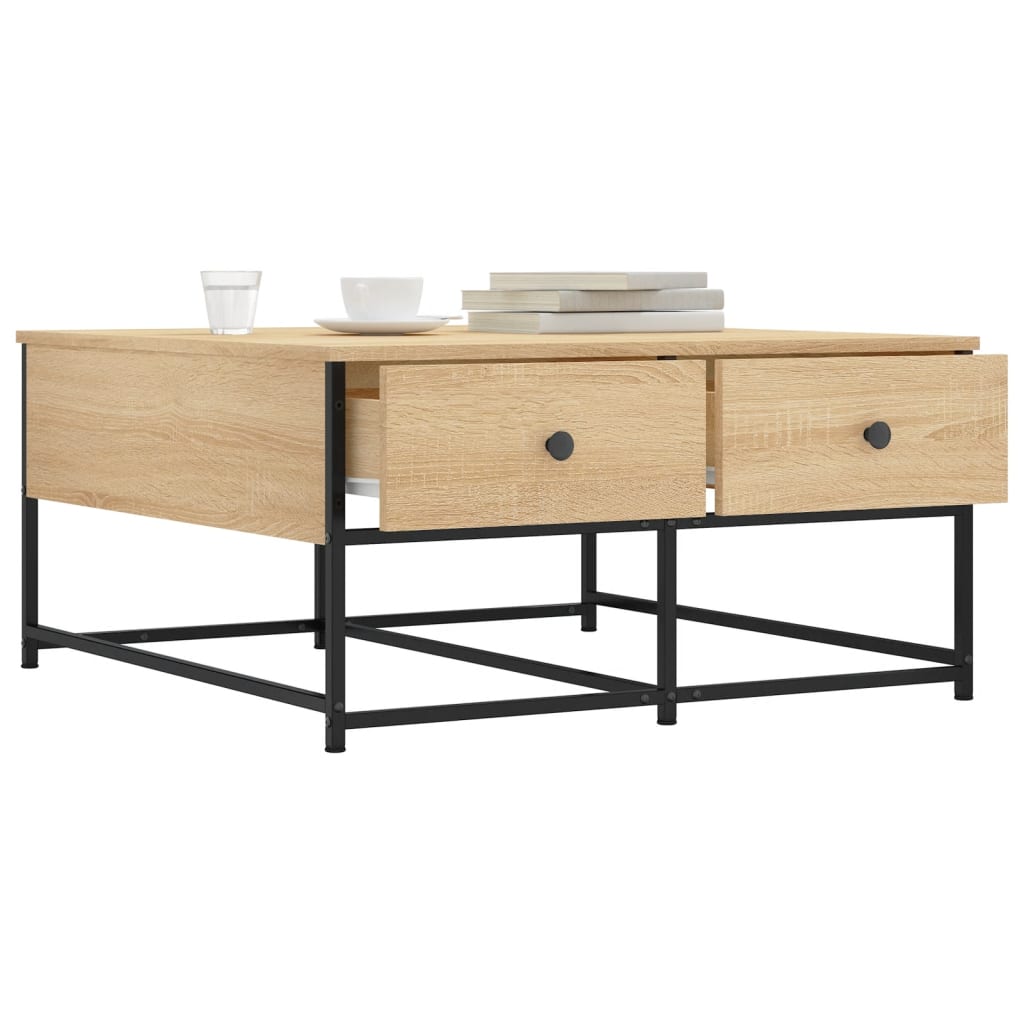 vidaXL Couchtisch Sonoma-Eiche 80x80x40 cm Holzwerkstoff