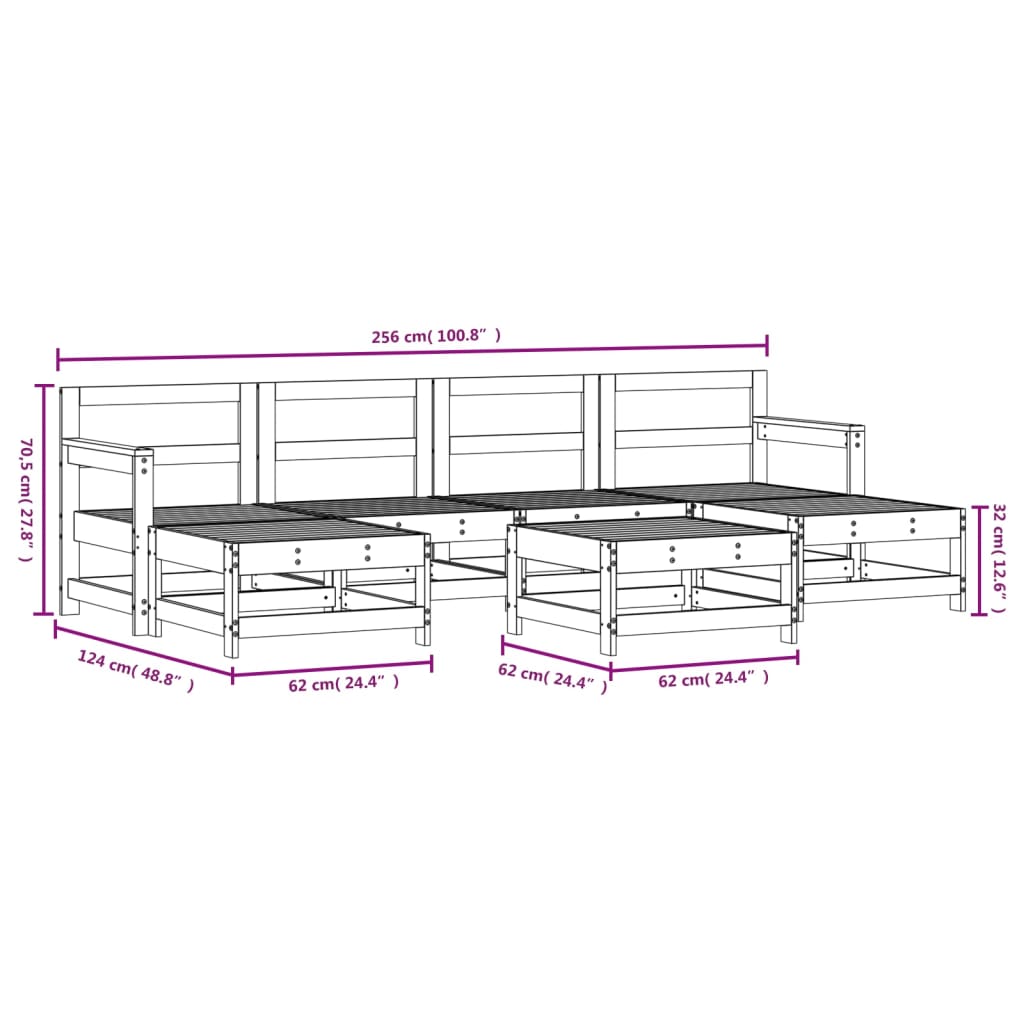 vidaXL 7-tlg. Garten-Lounge-Set Kiefernholz Imprägniert