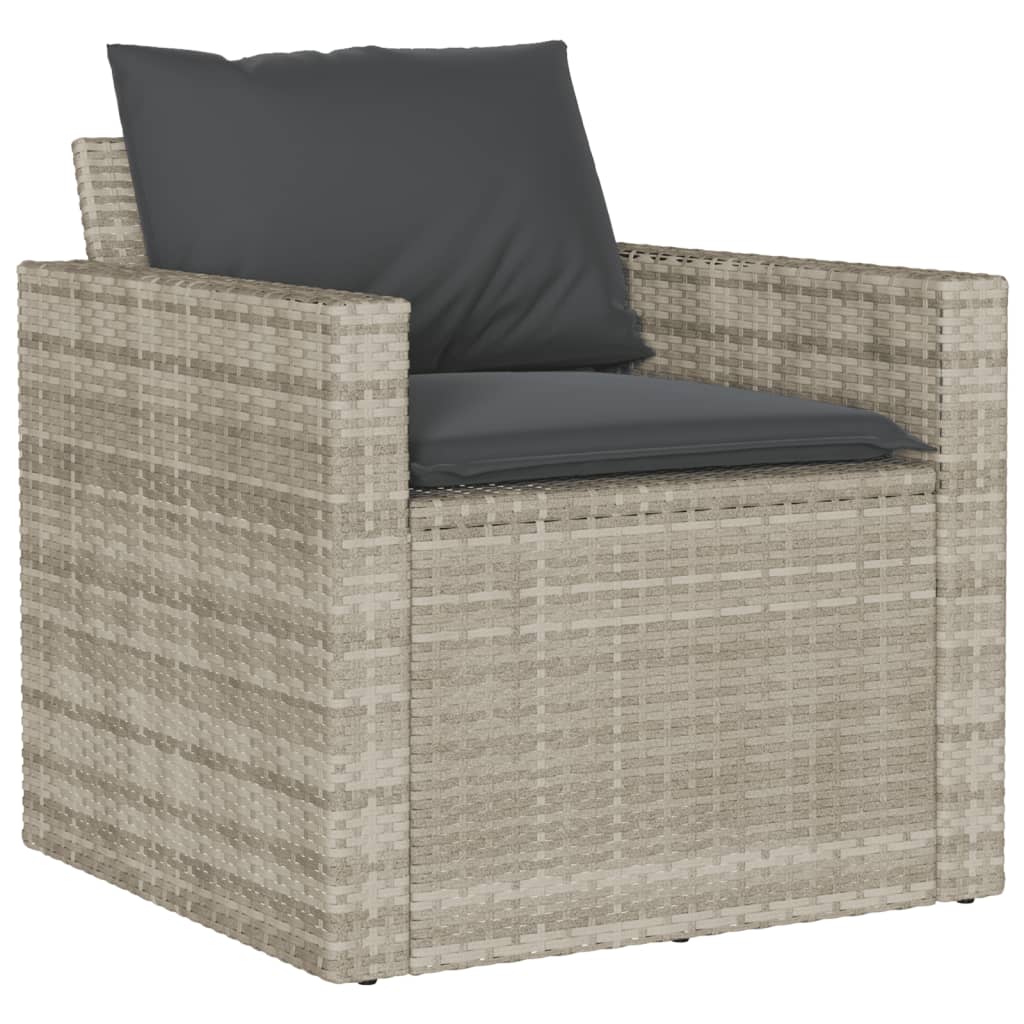 vidaXL 6-tlg. Garten-Sofagarnitur mit Kissen Hellgrau Poly Rattan