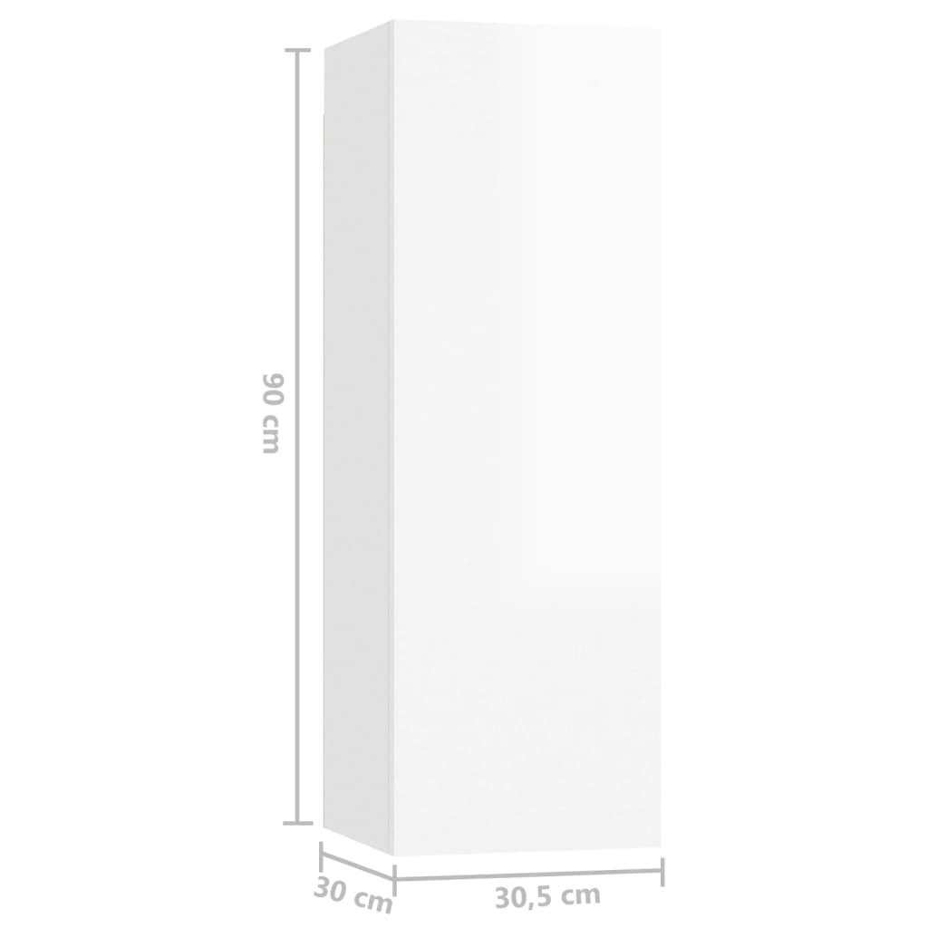 vidaXL 5-tlg. TV-Schrank-Set Hochglanz-Weiß Holzwerkstoff