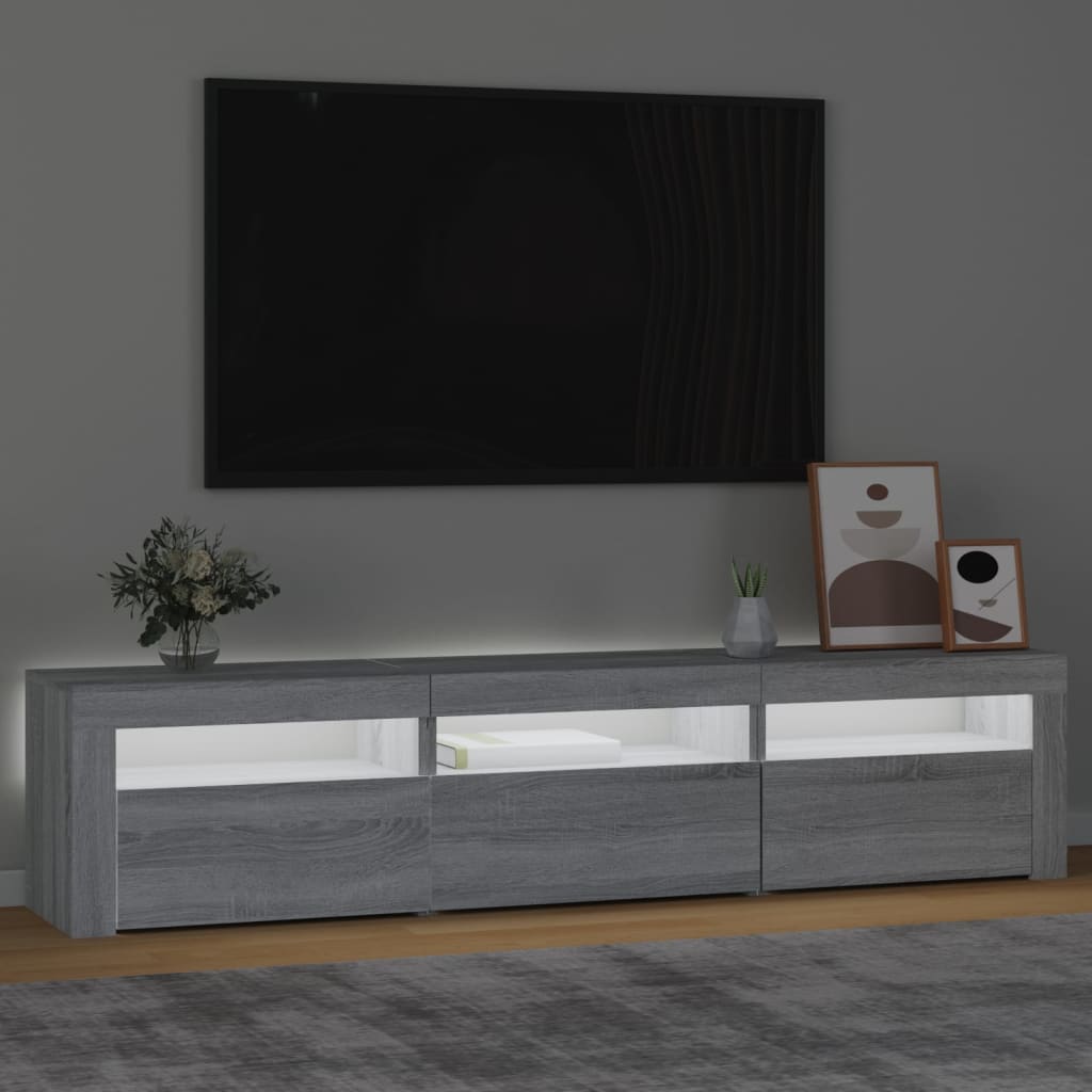 vidaXL TV-Schrank mit LED-Leuchten Grau Sonoma 180x35x40 cm