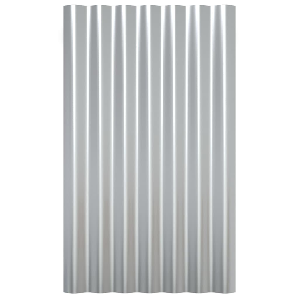 vidaXL Dachpaneele 12 Stk. Pulverbeschichteter Stahl Silber 60x36 cm