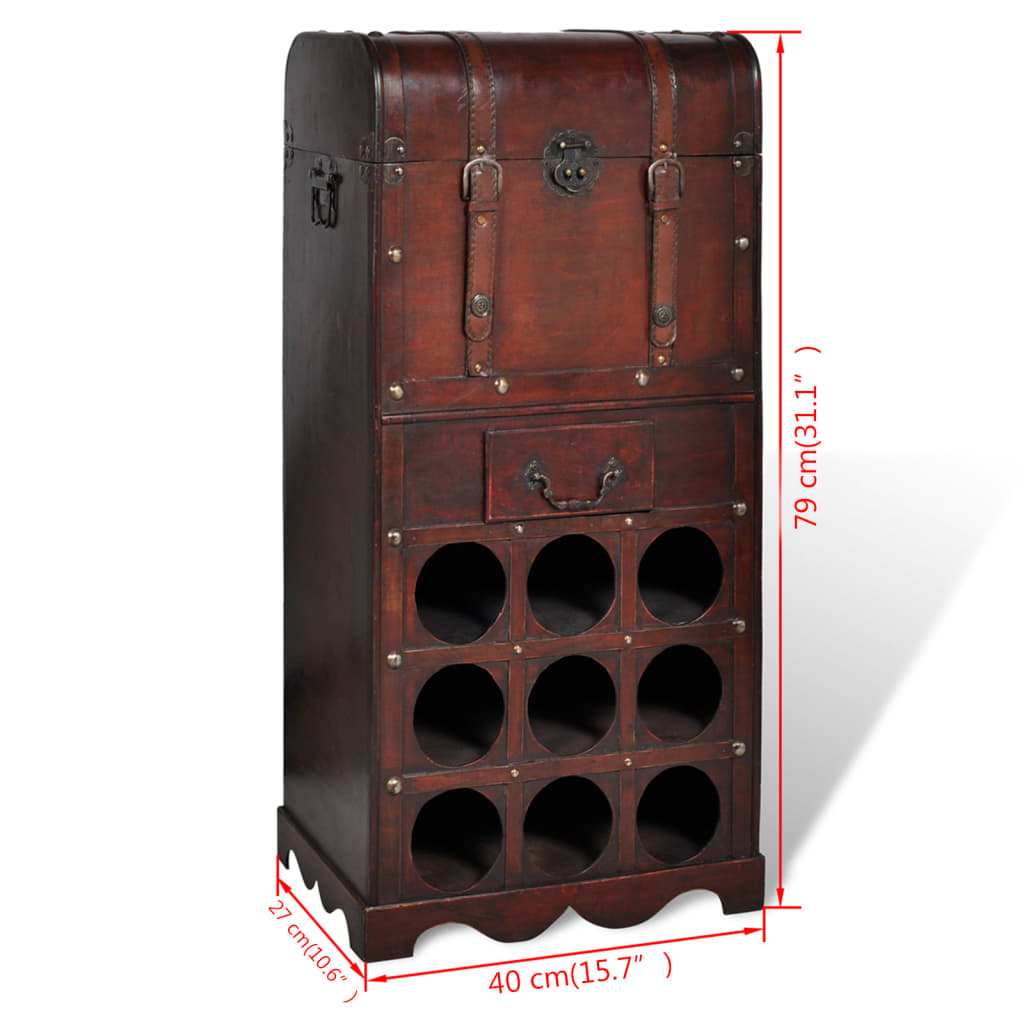 vidaXL Holz-Flaschenregal für 9 Flaschen mit Aufbewahrungstruhe