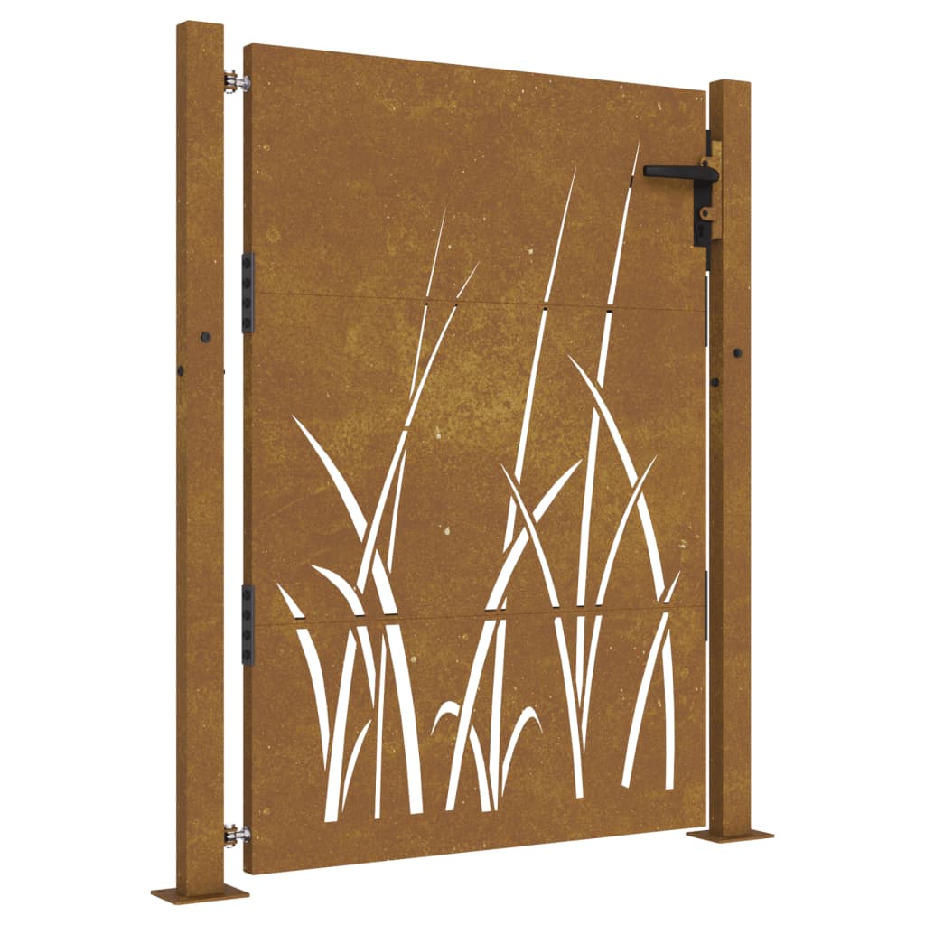 vidaXL Gartentor 105x130 cm Cortenstahl Gras-Design