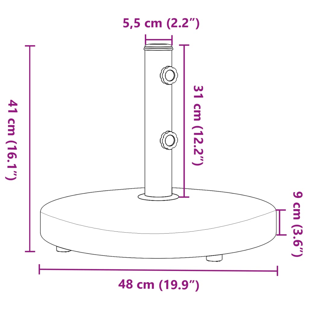 vidaXL Sonnenschirmständer Ø32/38/48 mm Mast 25 kg Rund