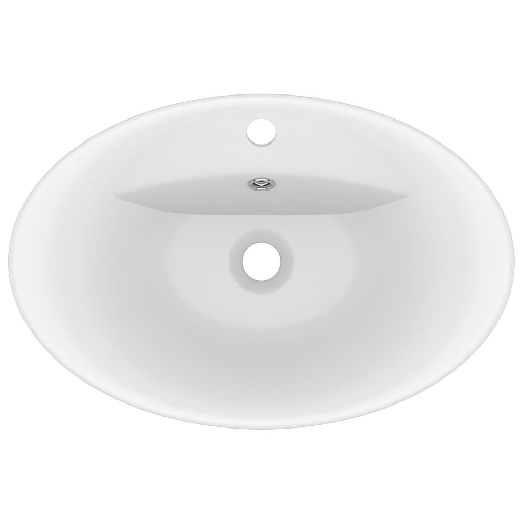vidaXL Luxus-Waschbecken Überlauf Oval Matt-Weiß 58,5x39 cm Keramik