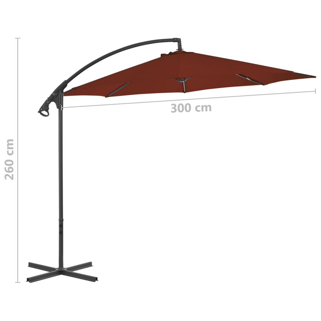 vidaXL Ampelschirm mit Stahl-Mast 300 cm Terrakotta