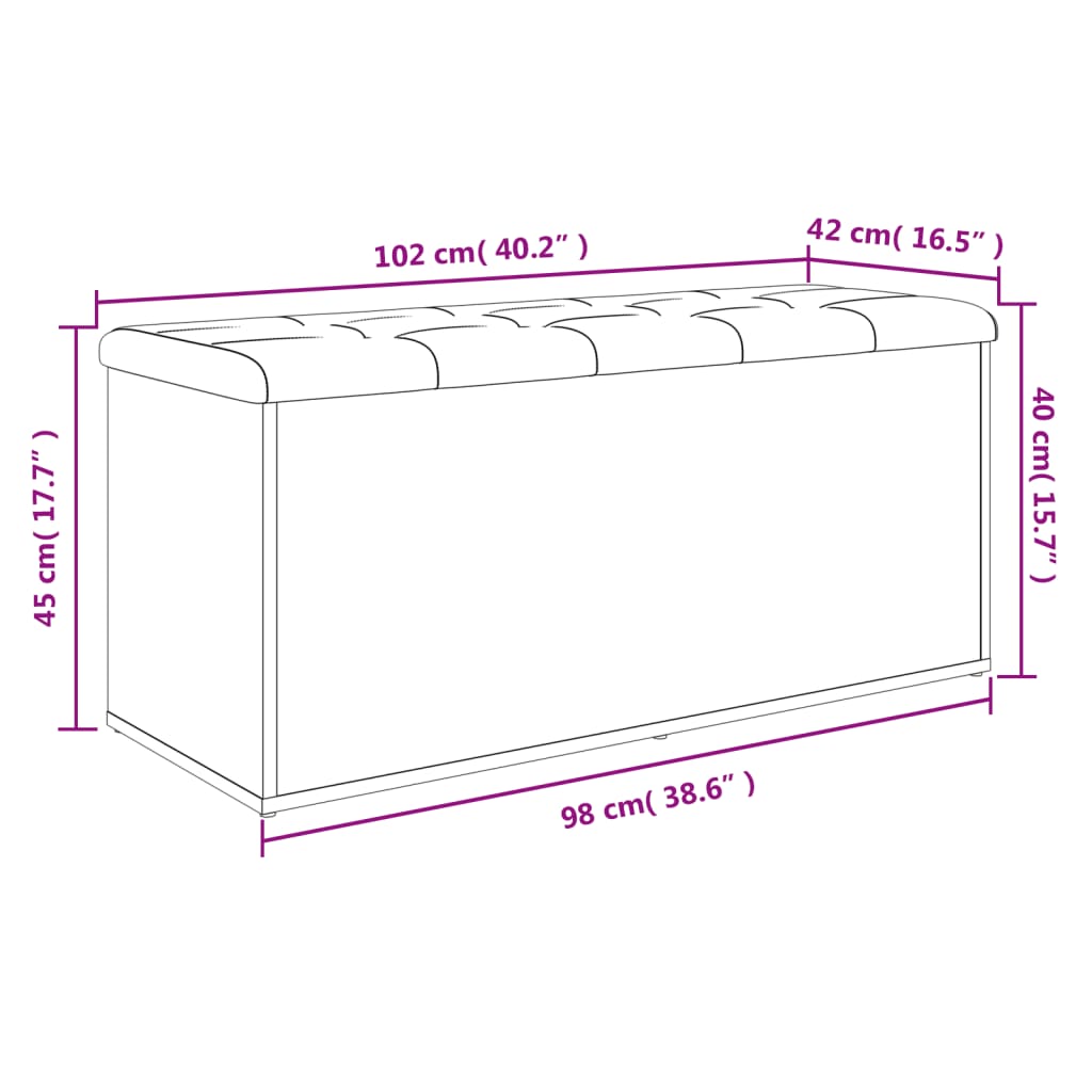 vidaXL Sitzbank mit Stauraum Weiß 102x42x45 cm Holzwerkstoff