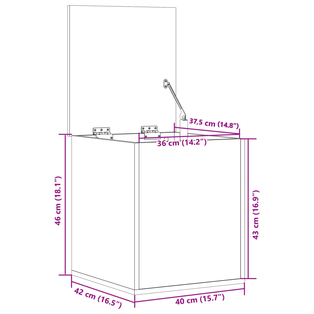 vidaXL Truhe Betongrau 40x42x46 cm Holzwerkstoff