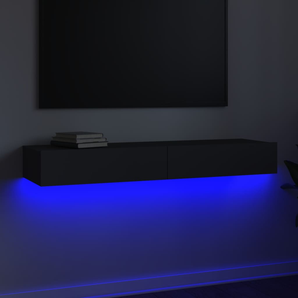 vidaXL TV-Schrank mit LED-Leuchten Grau 120x35x15,5 cm