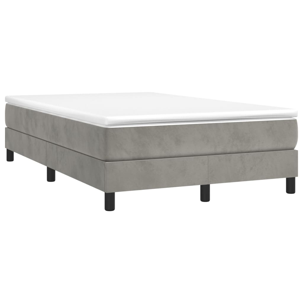 vidaXL Boxspringbett mit Matratze Hellgrau 120x200 cm Samt