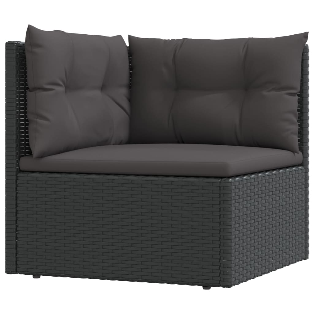 vidaXL 11-tlg. Garten-Lounge-Set mit Kissen Schwarz Poly Rattan