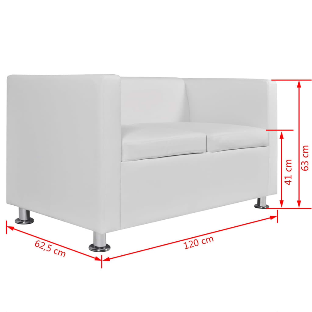 vidaXL Sofa-Set Kunstleder 3-Sitzer + 2-Sitzer + Sessel Weiß