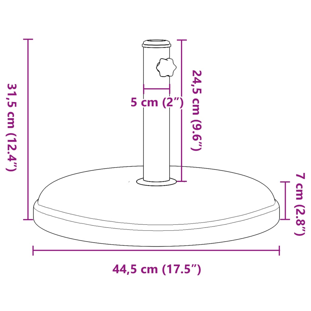 vidaXL Sonnenschirmständer Ø32/35/38 mm Mast 15 kg Rund