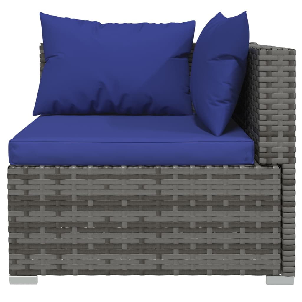 vidaXL 3-Sitzer-Sofa mit Kissen Grau Poly Rattan