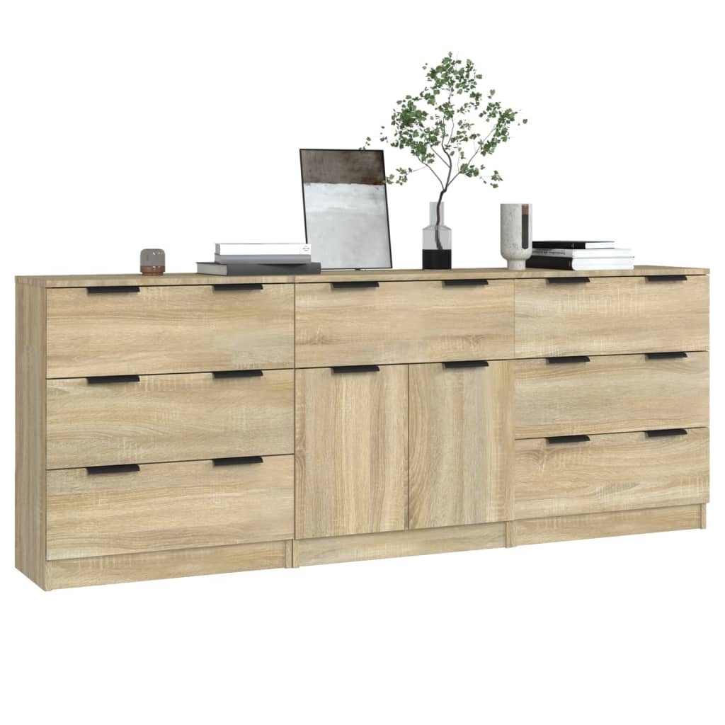 vidaXL 3-tlg. Sideboard Sonoma Eiche-Optik Holzwerkstoff