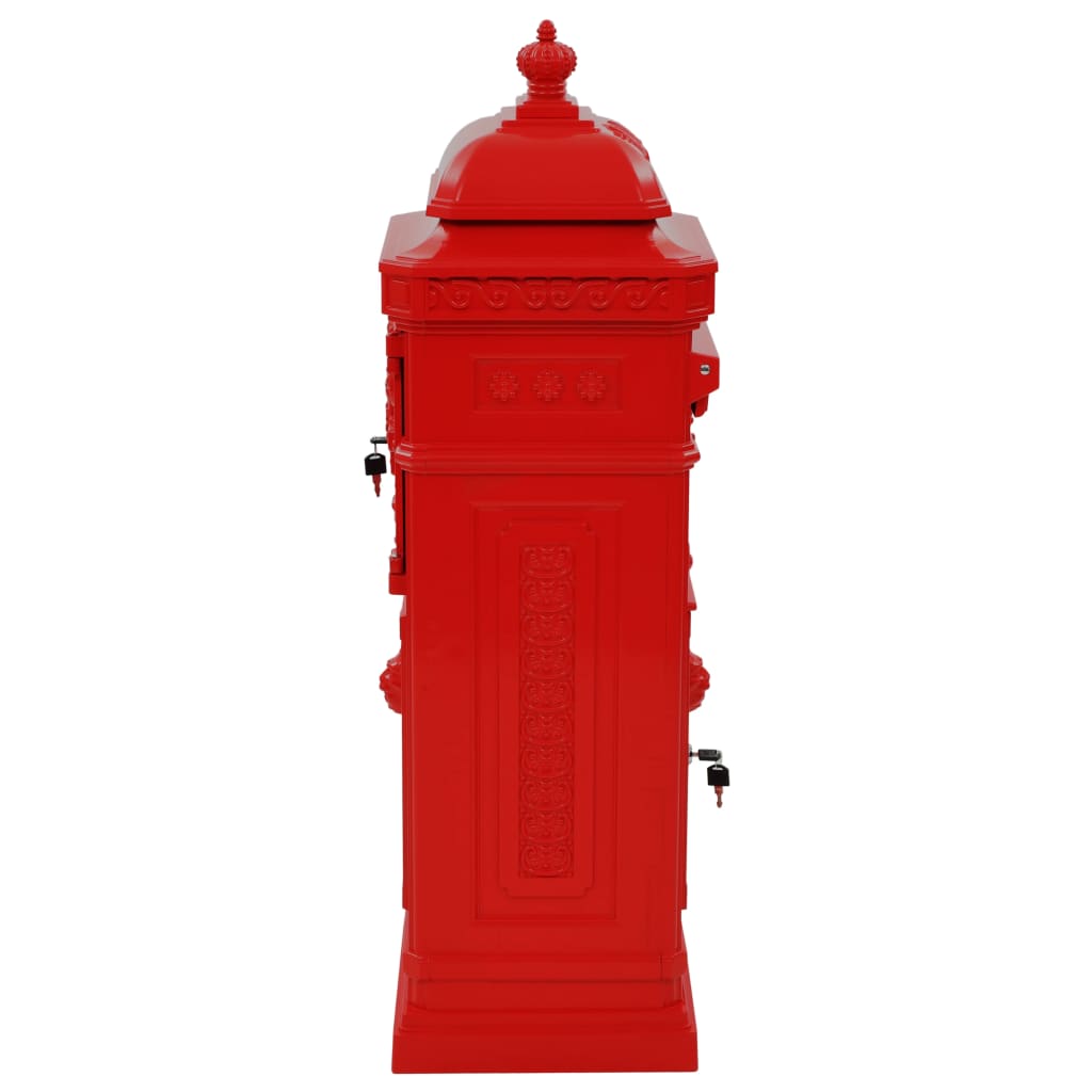 vidaXL Säulenbriefkasten Aluminium Vintage-Stil Rostfrei Rot
