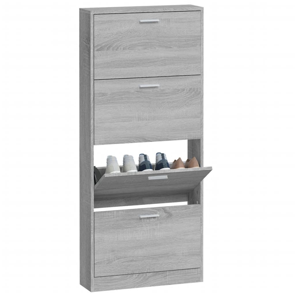 vidaXL Schuhschrank Grau Sonoma 59x17x150 cm Holzwerkstoff