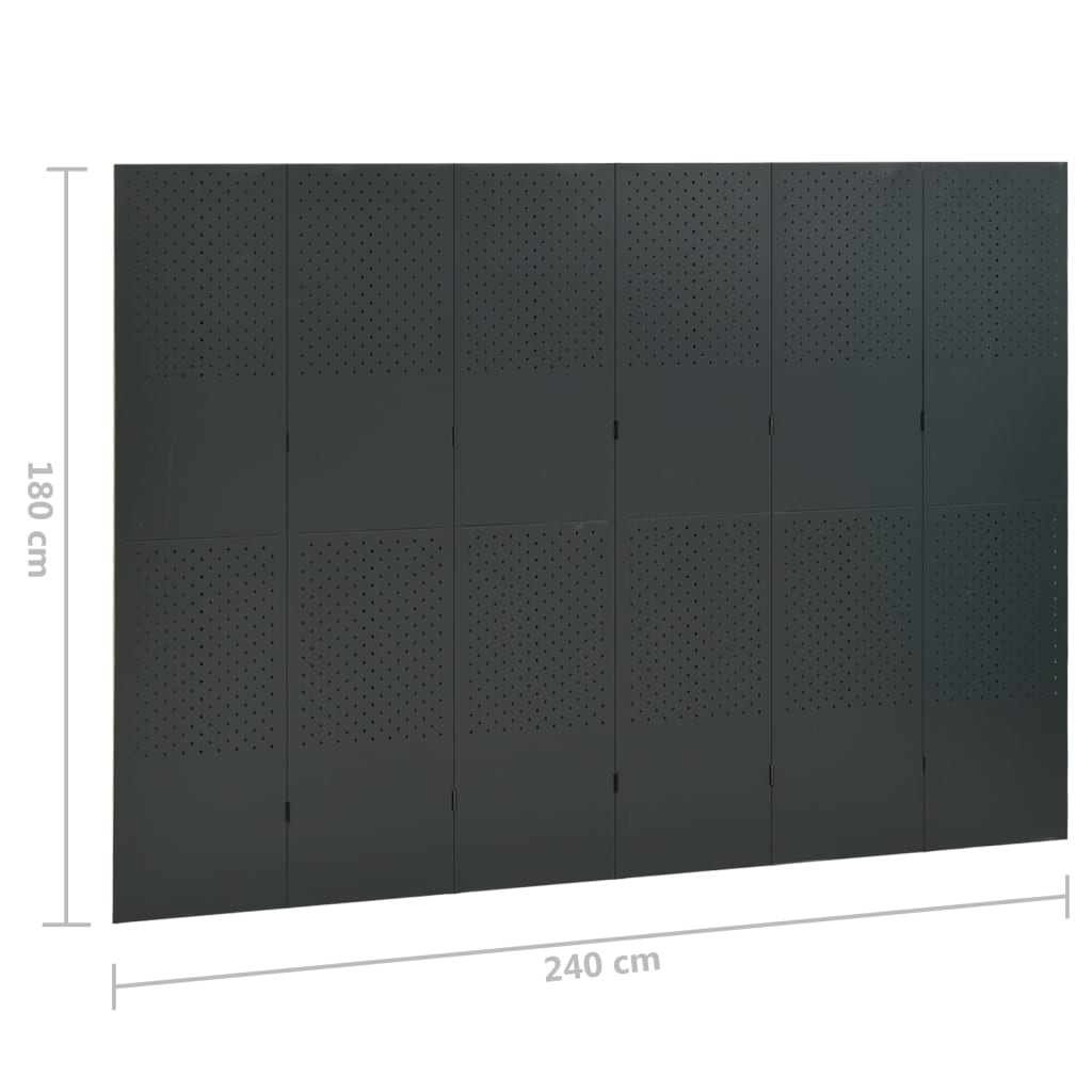 vidaXL 6-tlg. Raumteiler Anthrazit 240x180 cm Stahl