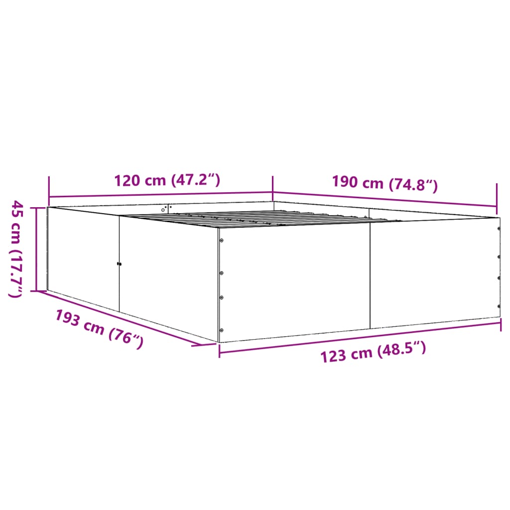 vidaXL Bettgestell Schwarz 120x190 cm Holzwerkstoff