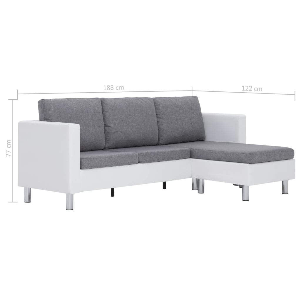 vidaXL 3-Sitzer-Sofa mit Kissen Weiß Kunstleder