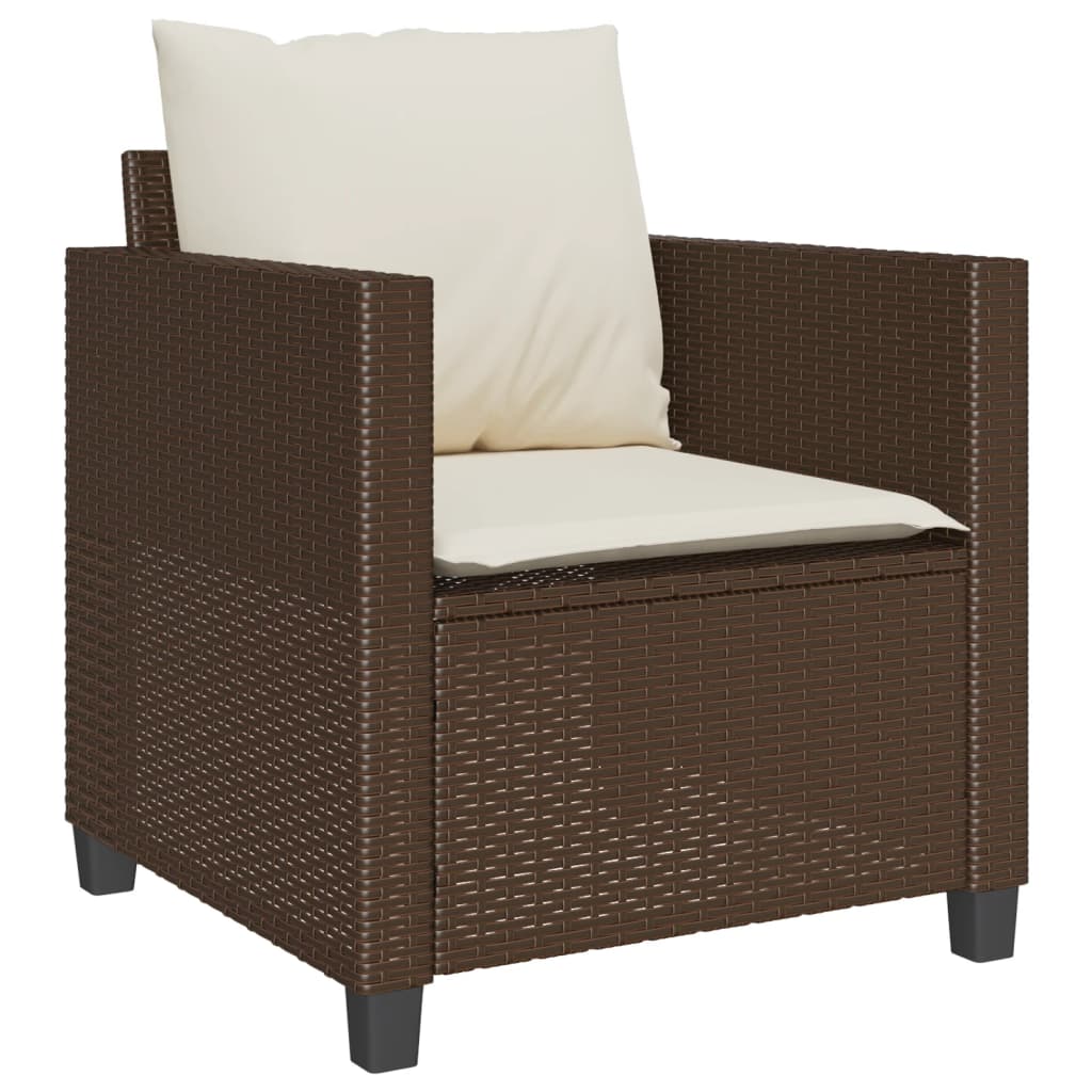 vidaXL 3-tlg. Bistro-Set mit Kissen Braun Poly Rattan