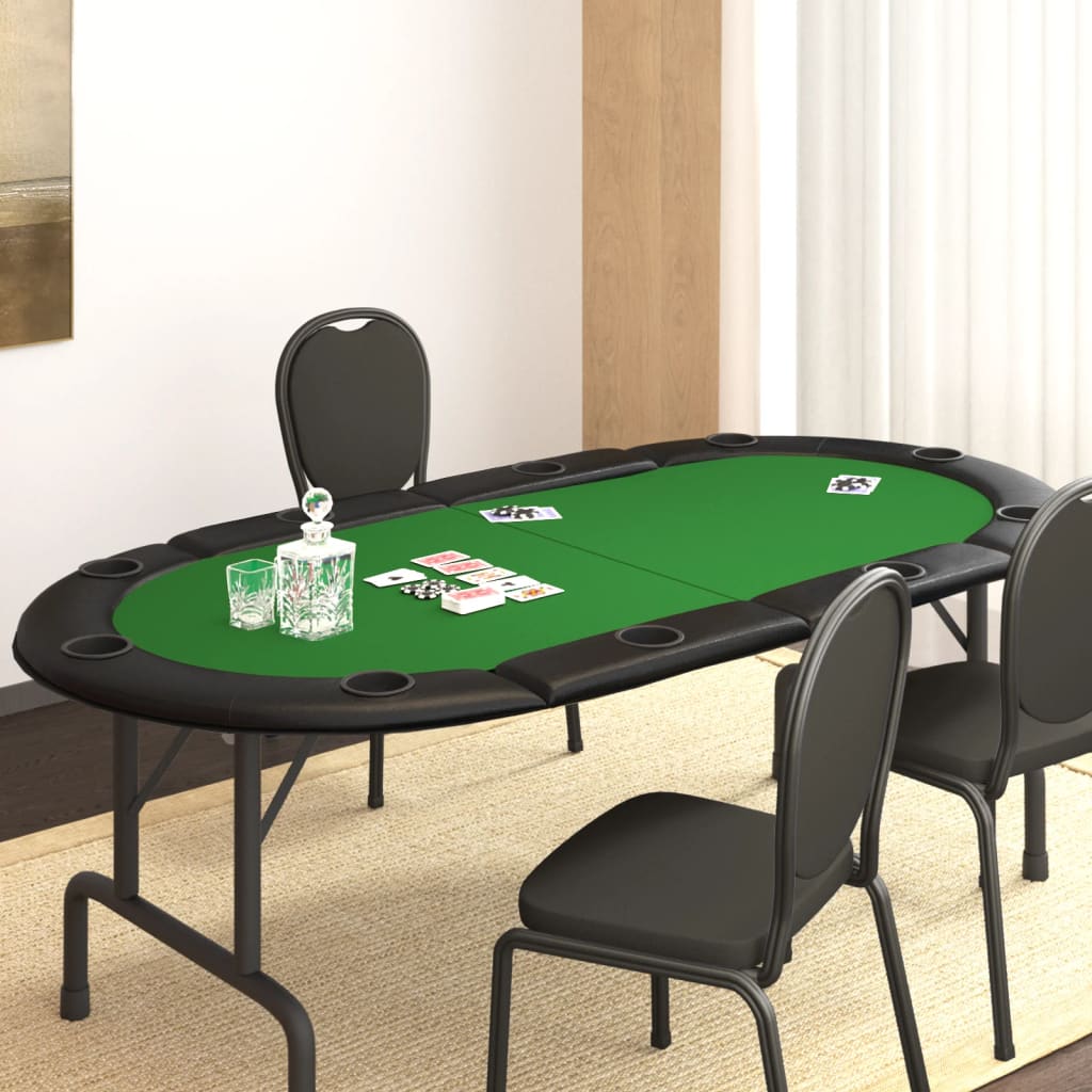 vidaXL Poker-Tischauflage Klappbar 10 Spieler Grün 208x106x3 cm
