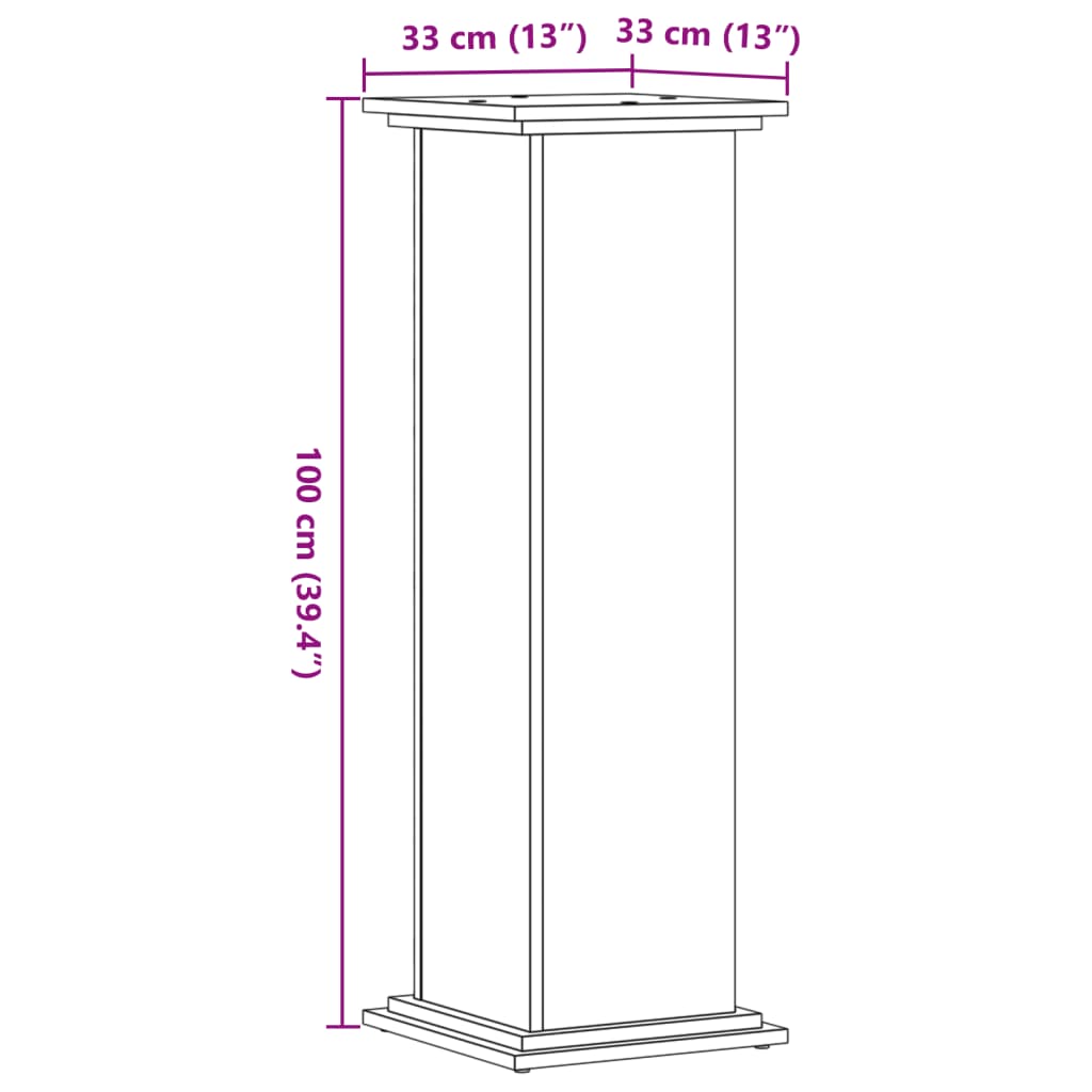 vidaXL Pflanzenständer Betongrau 33x33x100 cm Holzwerkstoff