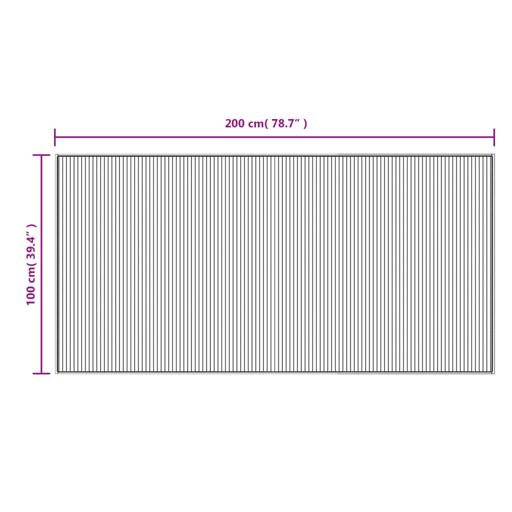 vidaXL Teppich Rechteckig Braun 100x200 cm Bambus