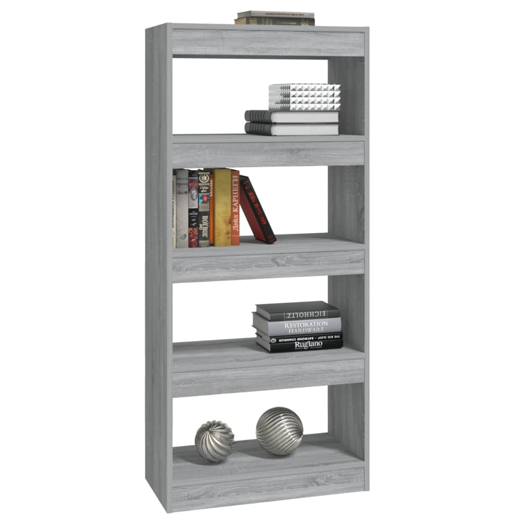 vidaXL Bücherregal/Raumteiler Grau Sonoma 60x30x135 cm Holzwerkstoff