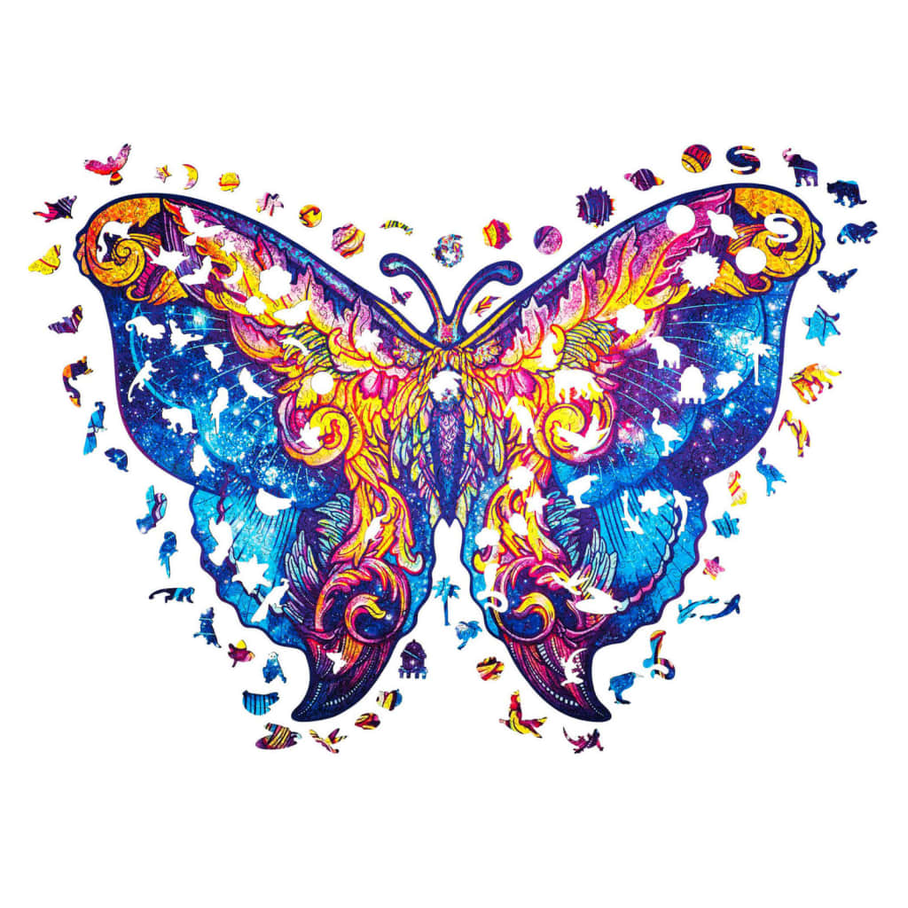 UNIDRAGON 700-tlg. Holzpuzzle Intergalaxy Butterfly Royal Size 60x44cm