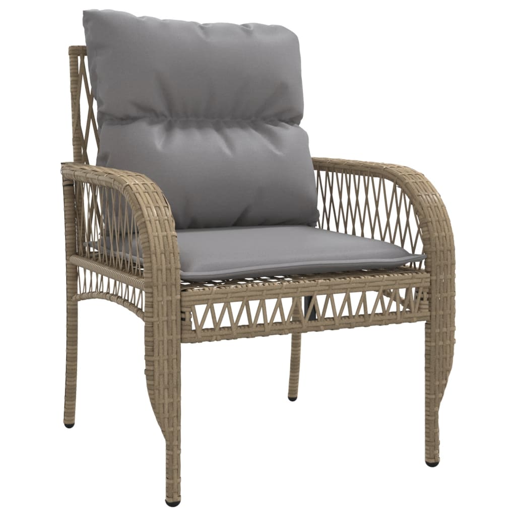 vidaXL 4-tlg. Garten-Sofagarnitur mit Kissen Beige Poly Rattan