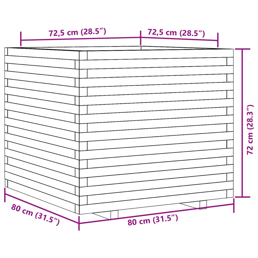 vidaXL Pflanzkübel 80x80x72 cm Kiefernholz Imprägniert