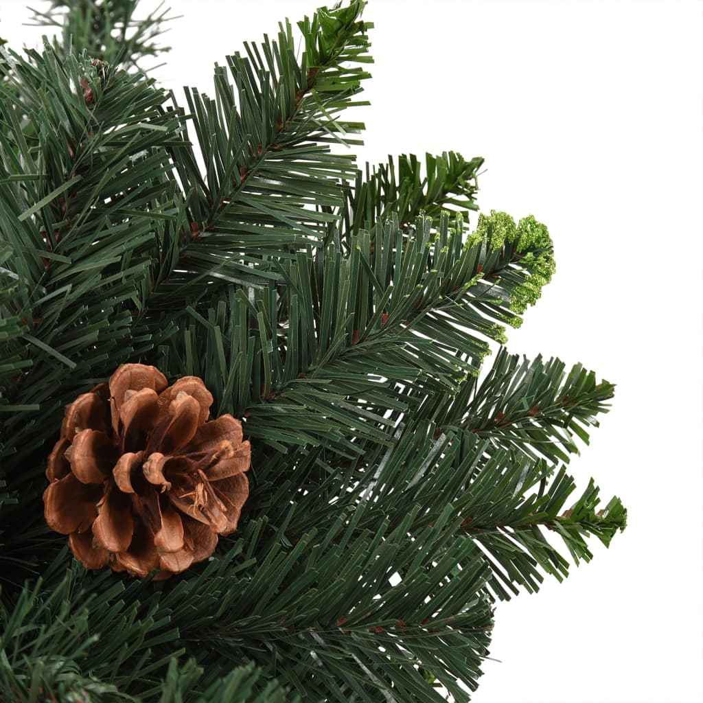 vidaXL Künstlicher Weihnachtsbaum mit Beleuchtung & Zapfen Grün 180 cm