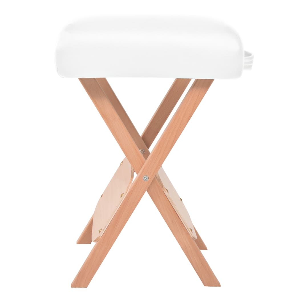 vidaXL Massage-Klapphocker 12 cm dicker Sitz & 2 Nackenrollen Weiß