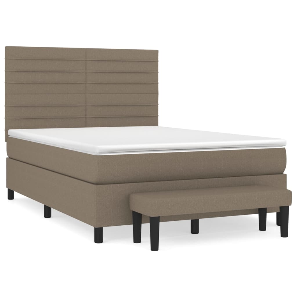 vidaXL Boxspringbett mit Matratze Taupe 140x200 cm Stoff