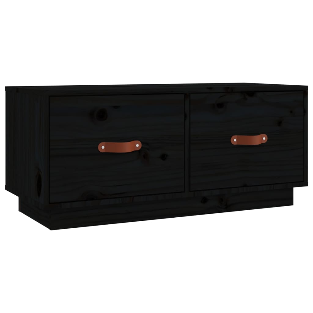 vidaXL TV-Schrank Schwarz 80x34x35 cm Massivholz Kiefer