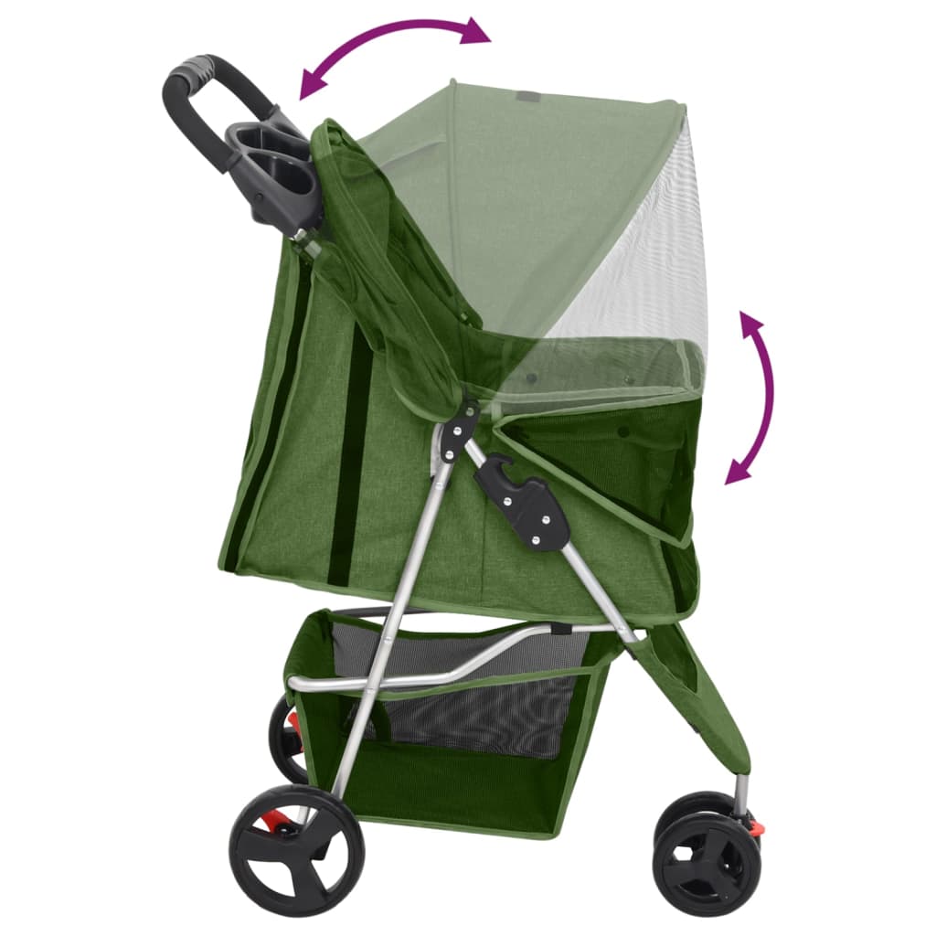 vidaXL Hundewagen Faltbar Grün 80x46x98 cm Oxford-Gewebe