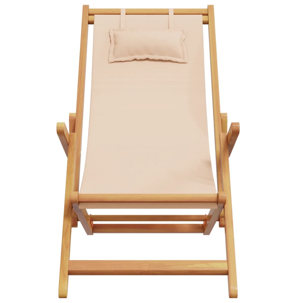 vidaXL Strandstühle 2 Stk. Klappbar Beige Stoff und Massivholz