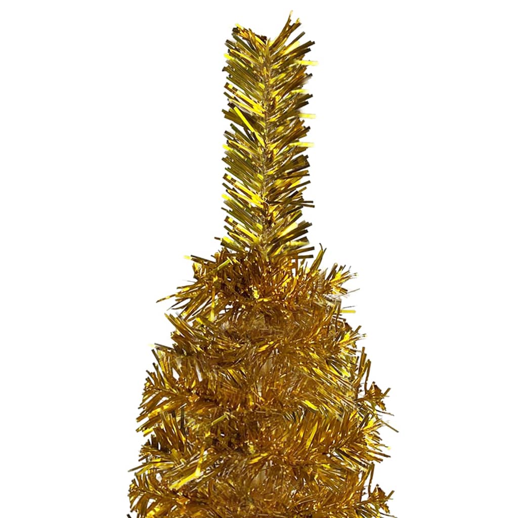vidaXL Schlanker Weihnachtsbaum mit LEDs & Kugeln Golden 240 cm