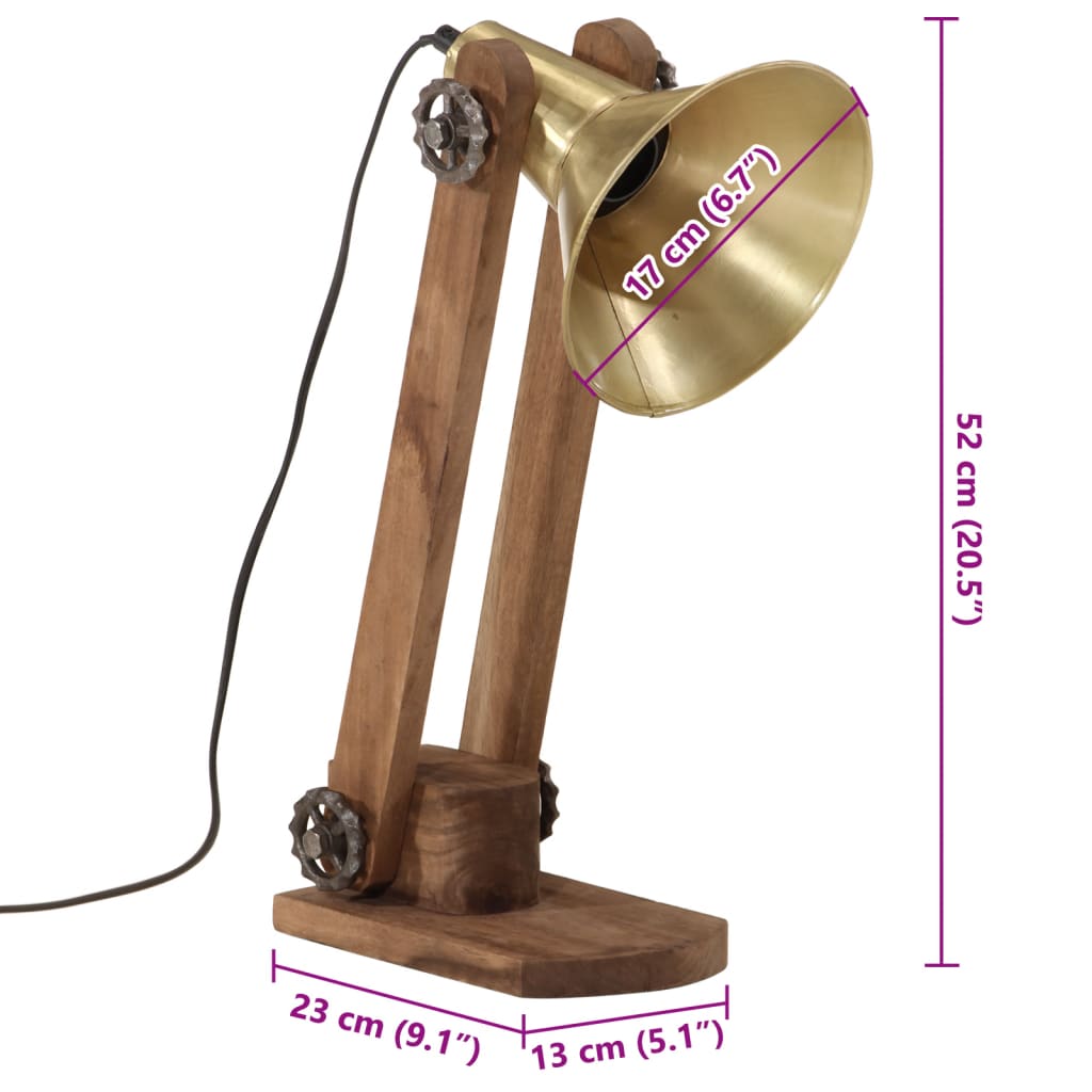 vidaXL Schreibtischlampe 25 W Antik-Messing 23x13x52 cm E27