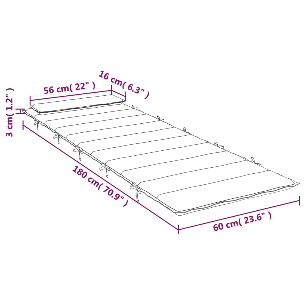 vidaXL Sonnenliegen-Auflage Grün 180x60x3 cm Oxford-Gewebe