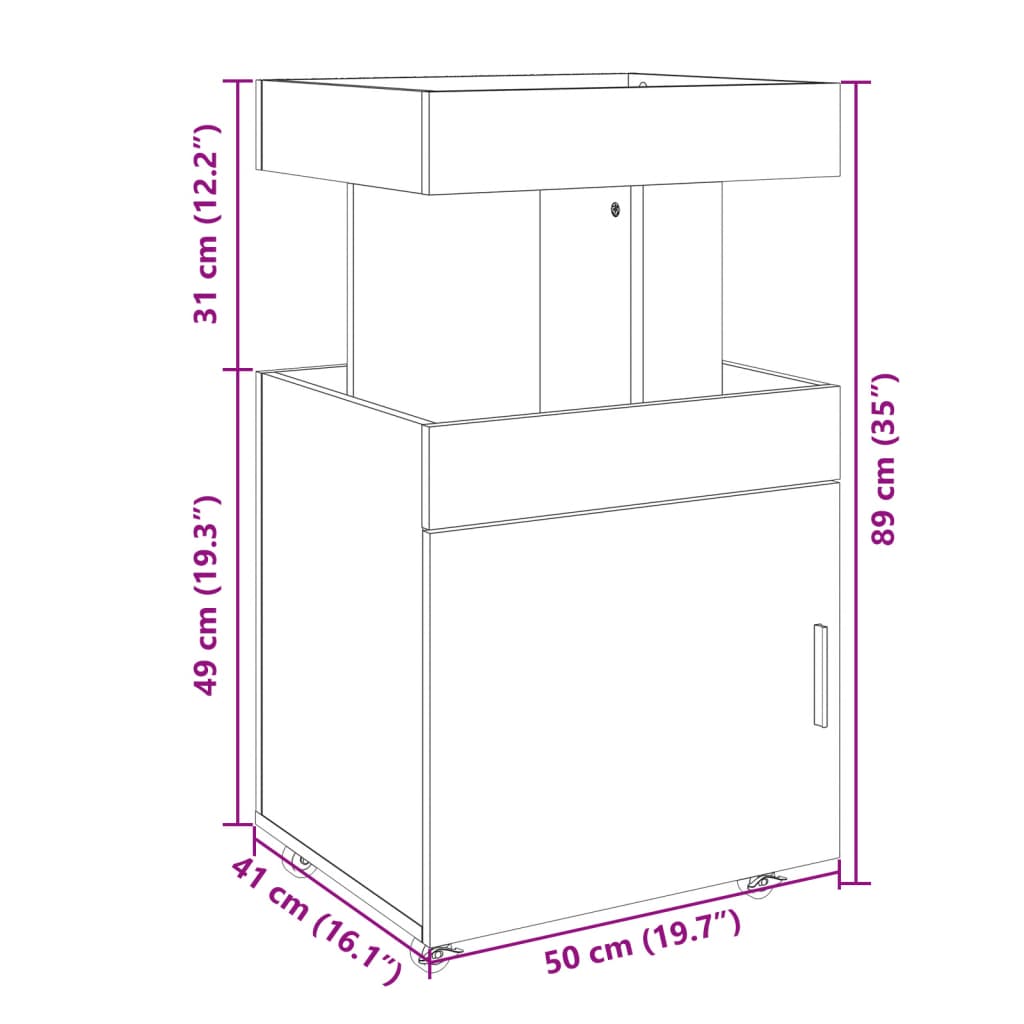 vidaXL Barwagen Weiß 50x41x89 cm Holzwerkstoff