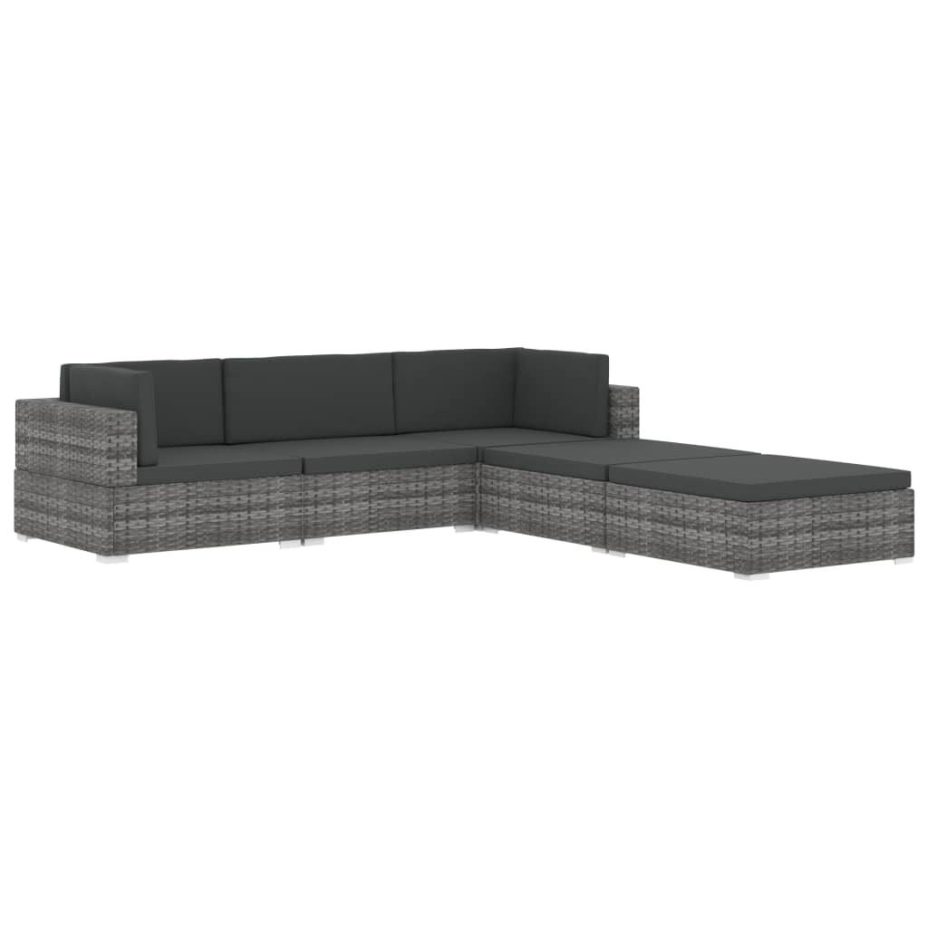vidaXL Modular-Sofa-Eckteil 1 Stk. + Auflagen Poly Rattan Grau