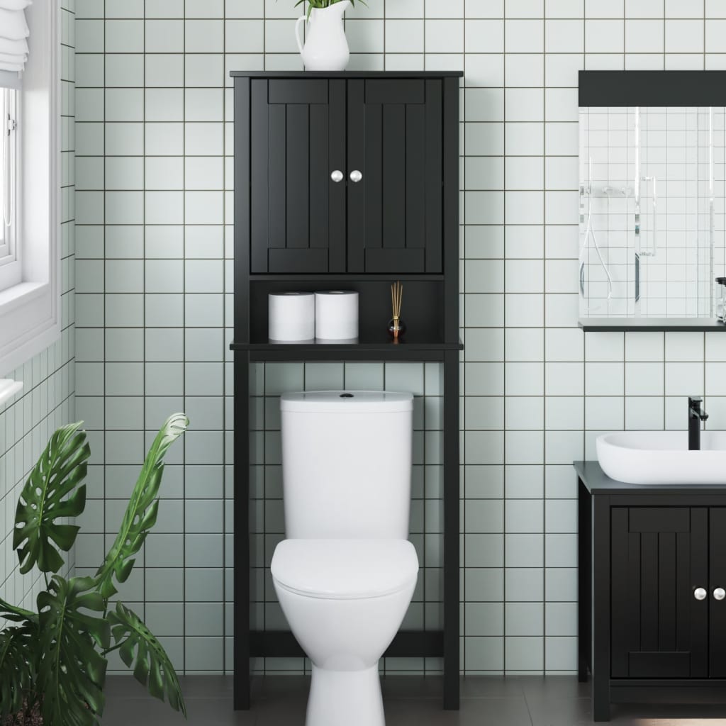 vidaXL Toilettenschrank BERG Schwarz 60x27x164,5 cm Massivholz