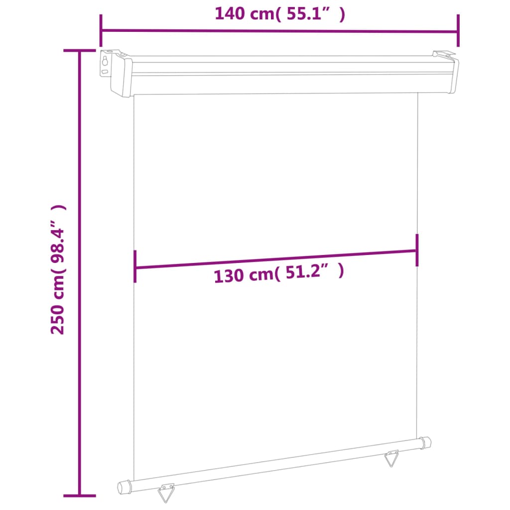 vidaXL Balkon-Seitenmarkise 140 × 250 cm Braun