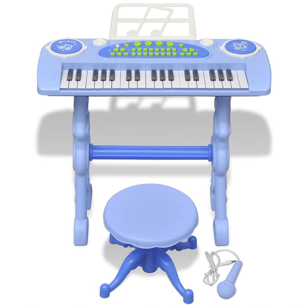 Kinder Keyboard Spielzeug Piano mit Hocker/Mikrofon 37 Tasten Blau