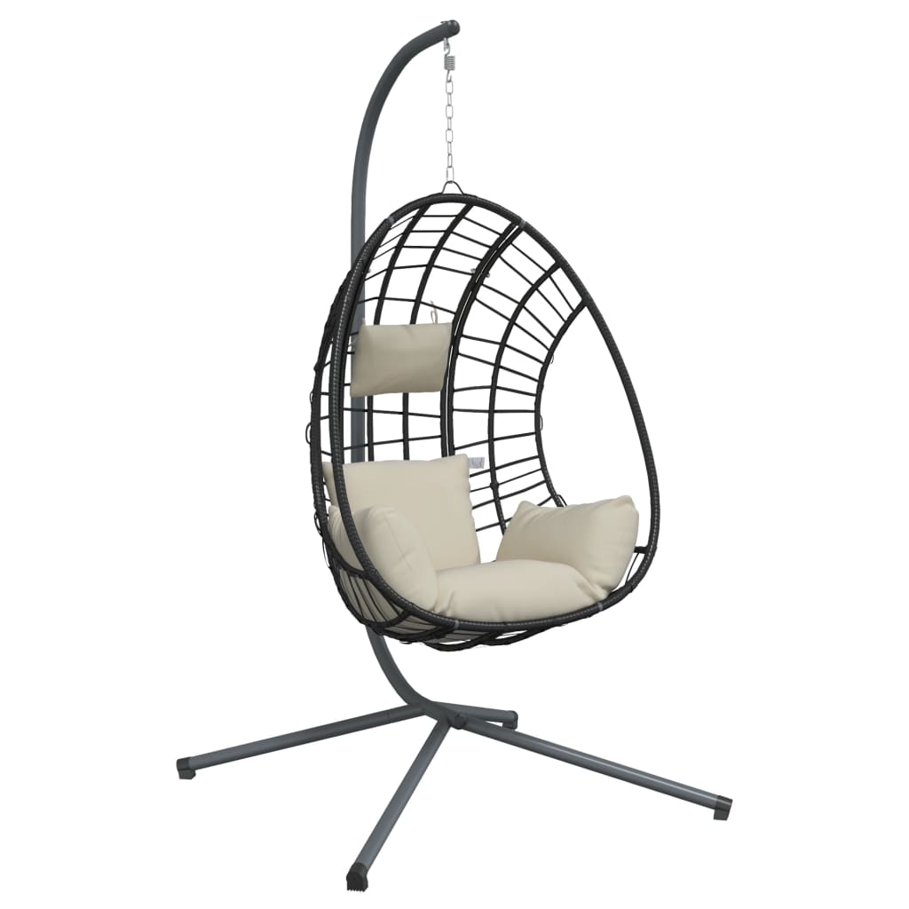 vidaXL Hängesessel Ei-Design mit Ständer Beige Rattan und Stahl