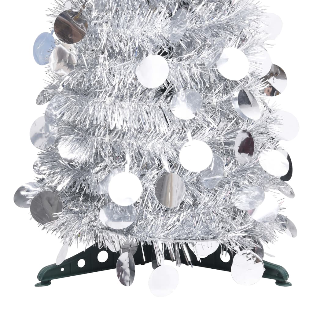 vidaXL Künstlicher Pop-Up-Weihnachtsbaum Silber 180 cm PET